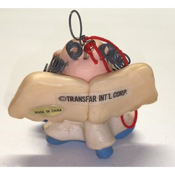 Clay Angel Vintage Christmas Tree Ornament Small Coil Hair Folk Art Primitive - Picture 2 of 7